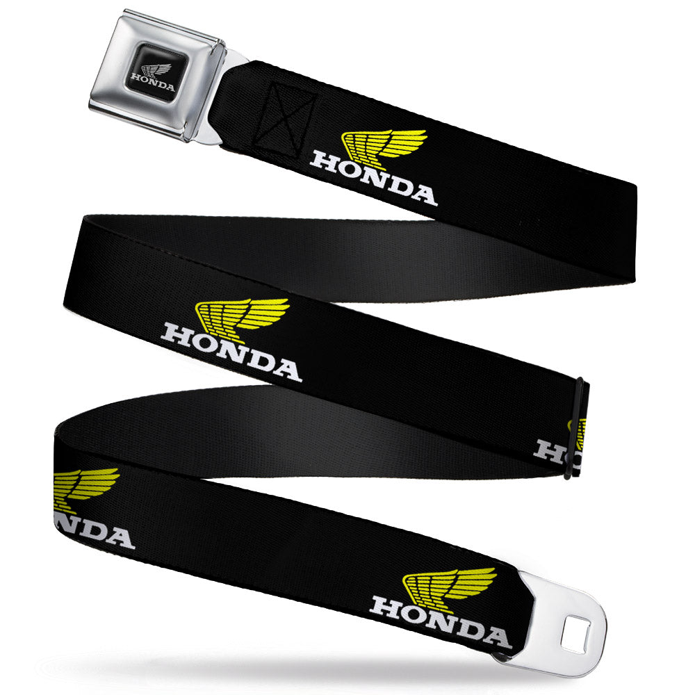 Honda Motorcycle Curved Logo Black Silver Seatbelt Belt - HONDA Motorcycle Curved Logo Black/Yellow/White Webbing Seatbelt Belts Honda Motorsports