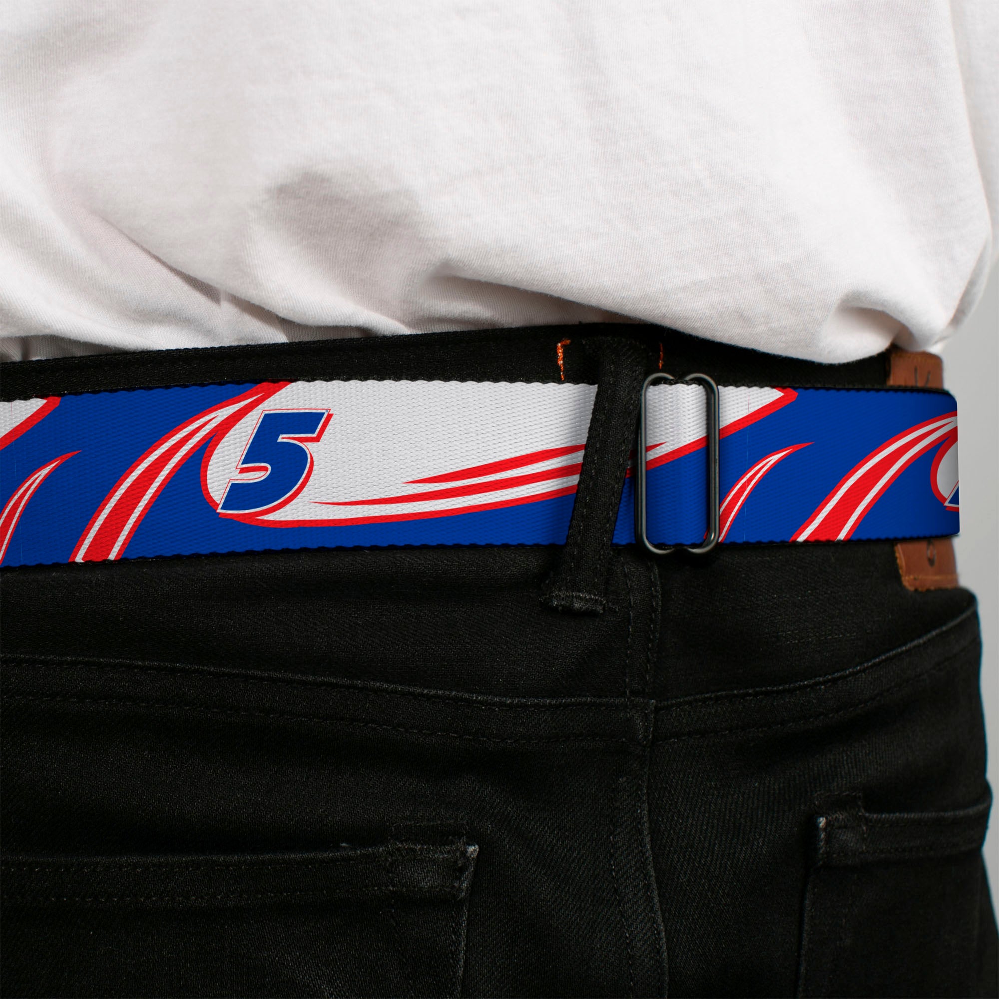 HENDRICK MOTORSPORTS Checker Logo Full Color Red/White Seatbelt Belt - Kyle Larson #5 Car Scheme White/Blue/Red Webbing Seatbelt Belts Hendrick Motorsports