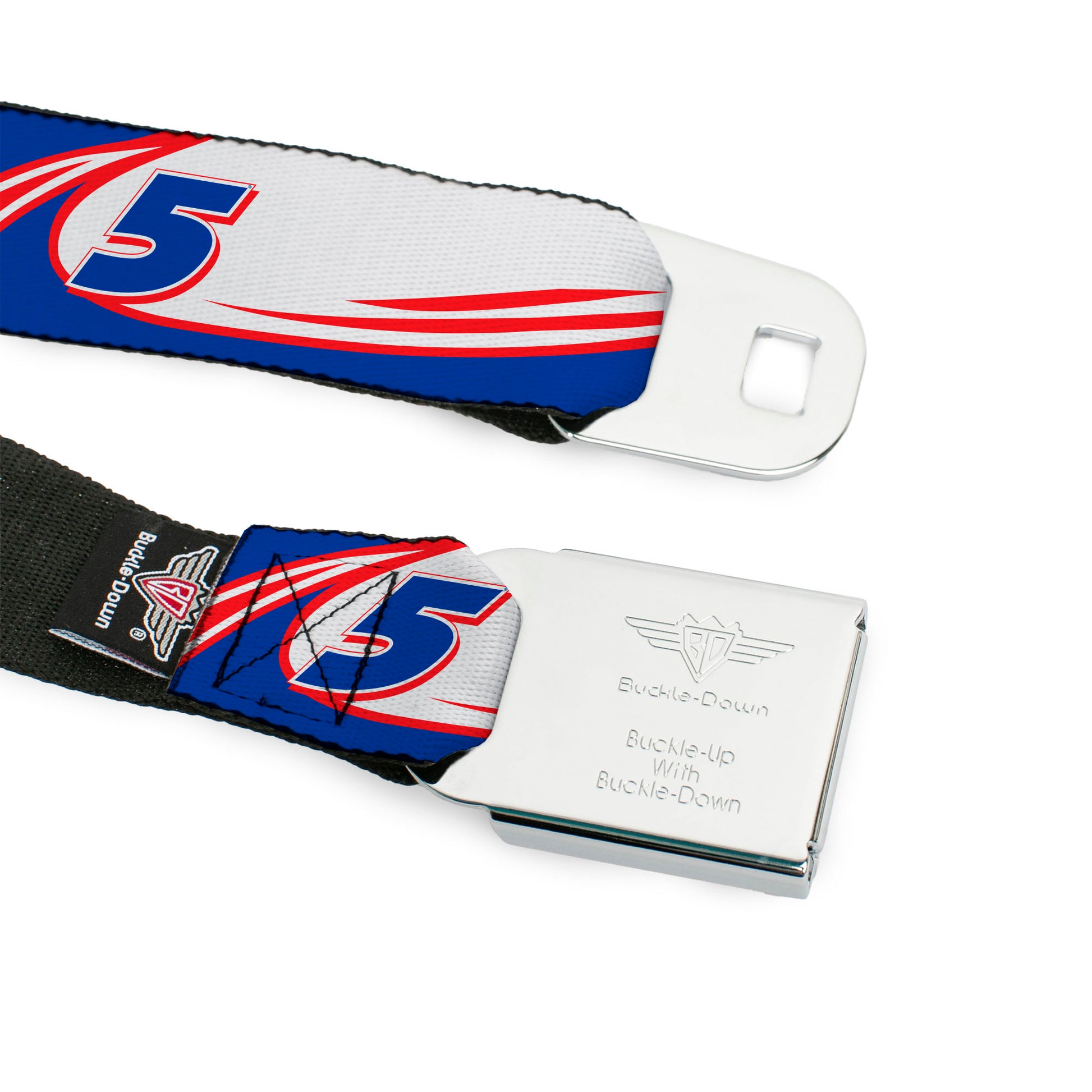 HENDRICK MOTORSPORTS Checker Logo Full Color Red/White Seatbelt Belt - Kyle Larson #5 Car Scheme White/Blue/Red Webbing Seatbelt Belts Hendrick Motorsports