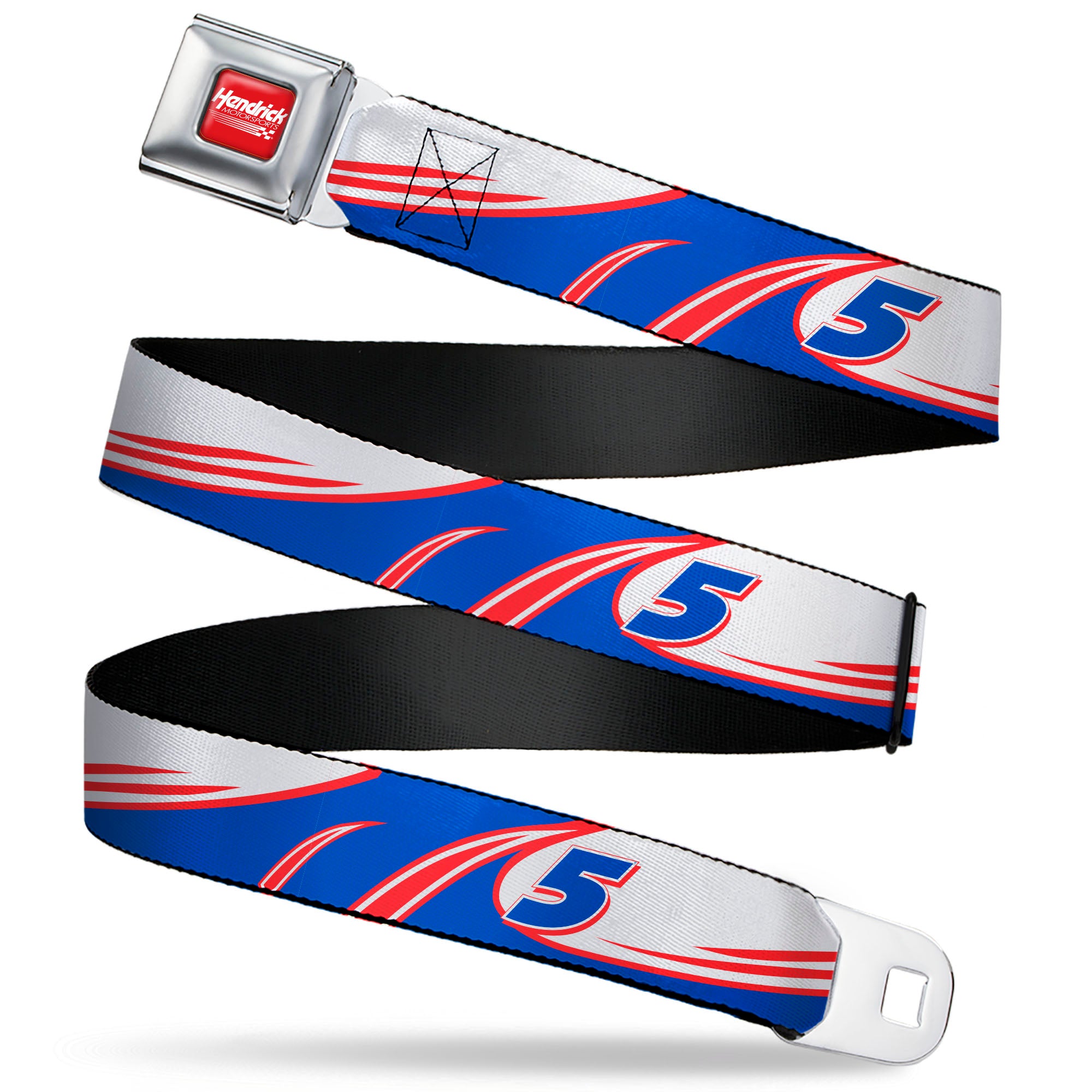 HENDRICK MOTORSPORTS Checker Logo Full Color Red/White Seatbelt Belt - Kyle Larson #5 Car Scheme White/Blue/Red Webbing Seatbelt Belts Hendrick Motorsports