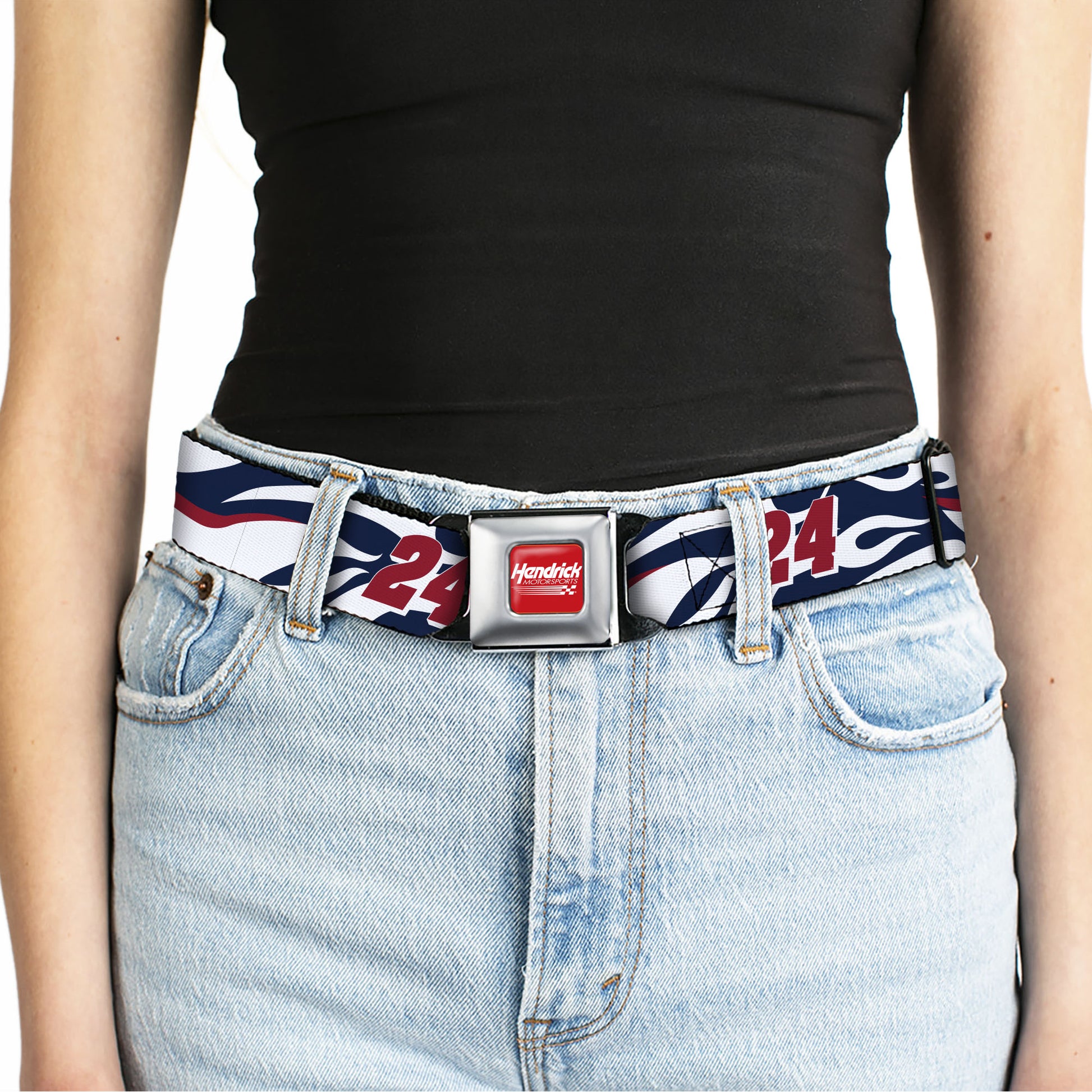 HENDRICK MOTORSPORTS Checker Logo Full Color Red/White Seatbelt Belt - William Byron #24 Car Scheme White/Red/Blue Webbing Seatbelt Belts Hendrick Motorsports