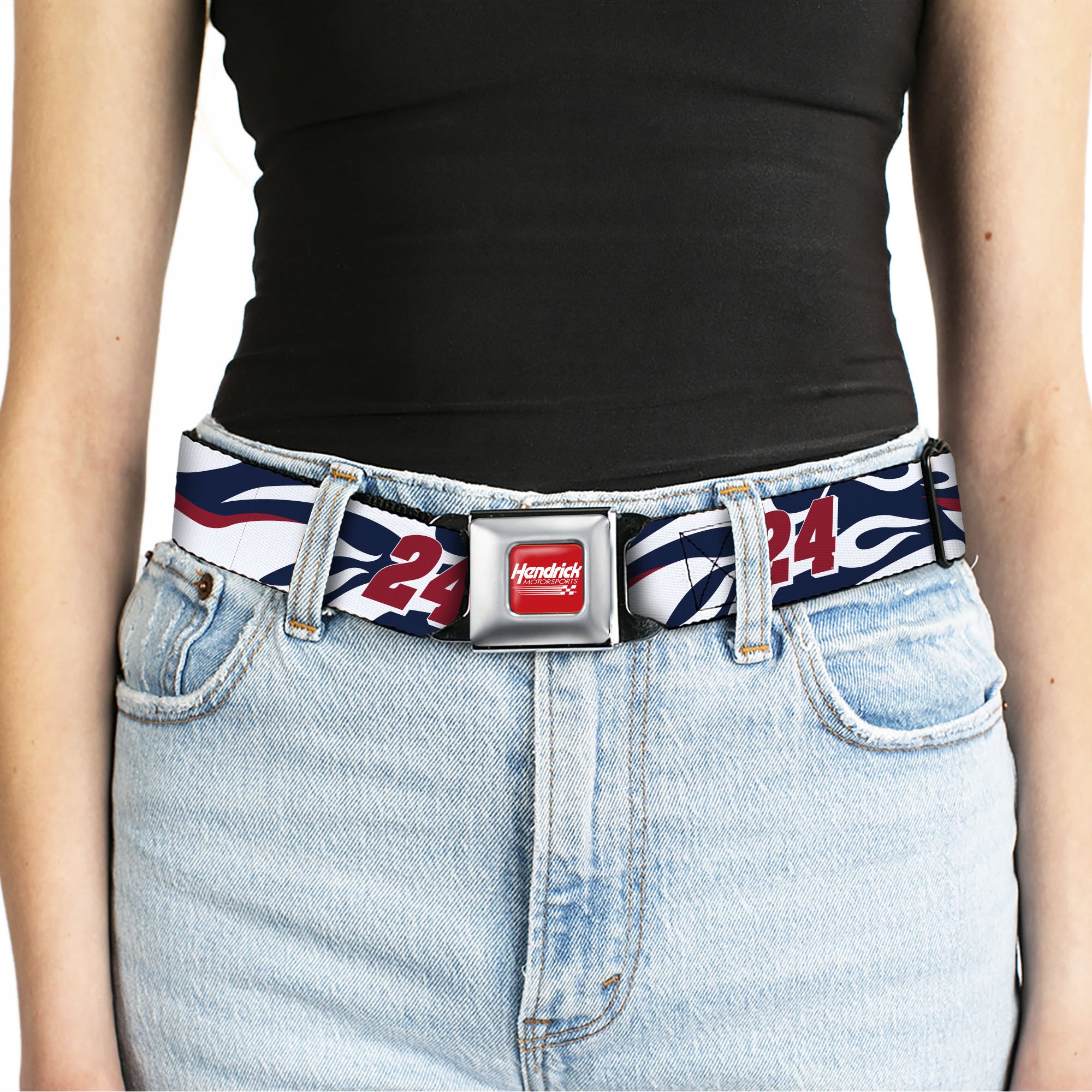 HENDRICK MOTORSPORTS Checker Logo Full Color Red/White Seatbelt Belt - William Byron #24 Car Scheme White/Red/Blue Webbing Seatbelt Belts Hendrick Motorsports