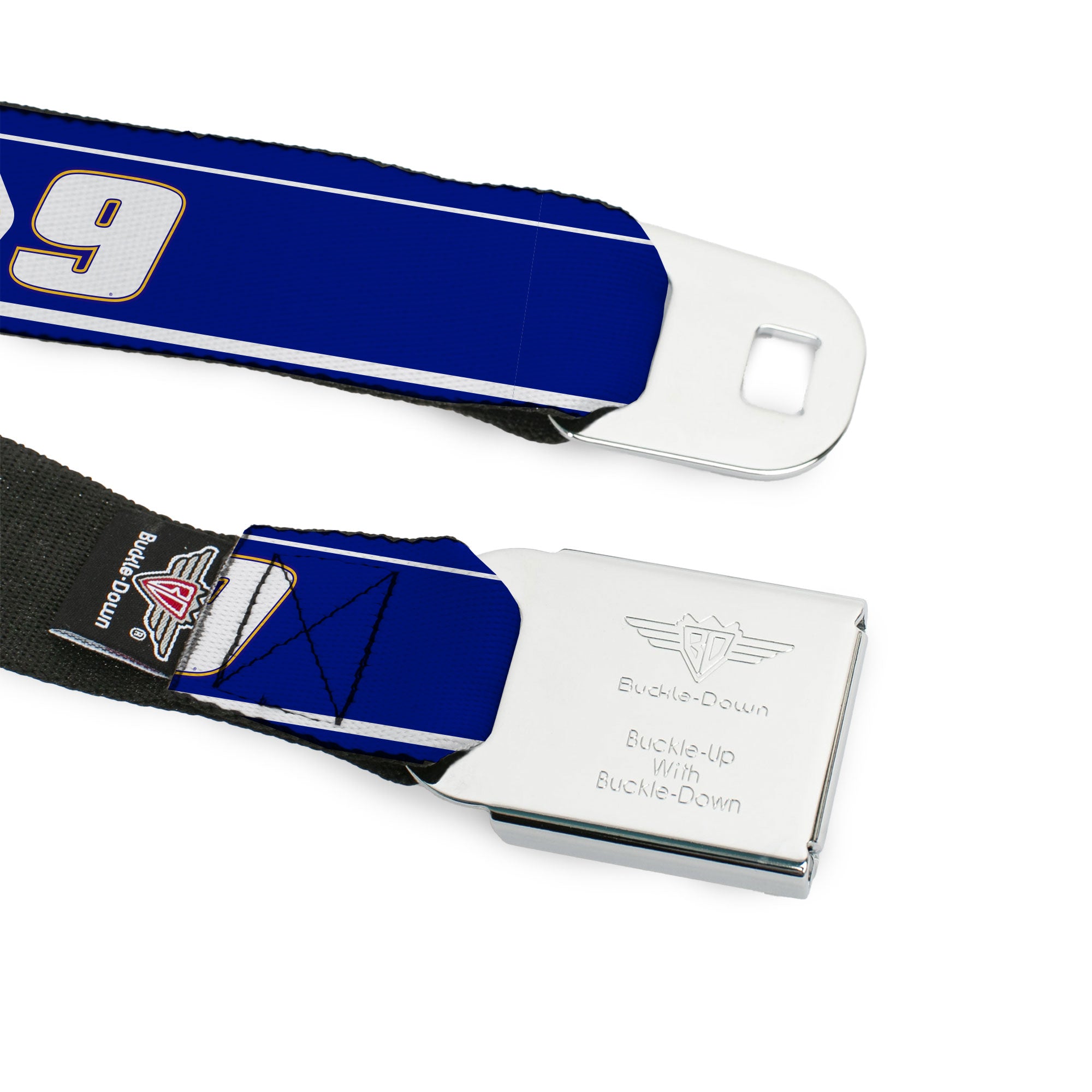 HENDRICK MOTORSPORTS Checker Logo Full Color Red/White Seatbelt Belt - Chase Elliott #9 Car Scheme Blue/Yellow/White Webbing Seatbelt Belts Hendrick Motorsports