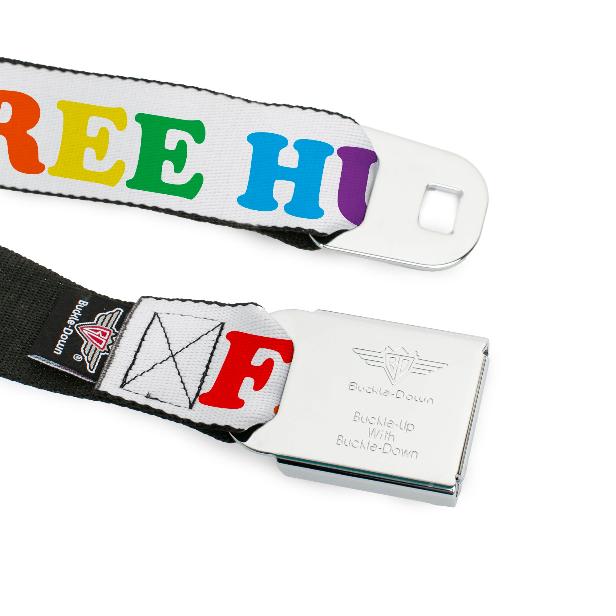 Honda - Seatbelt Belt - FREE HUGS White/Multi Color Webbing Seatbelt Belts Honda