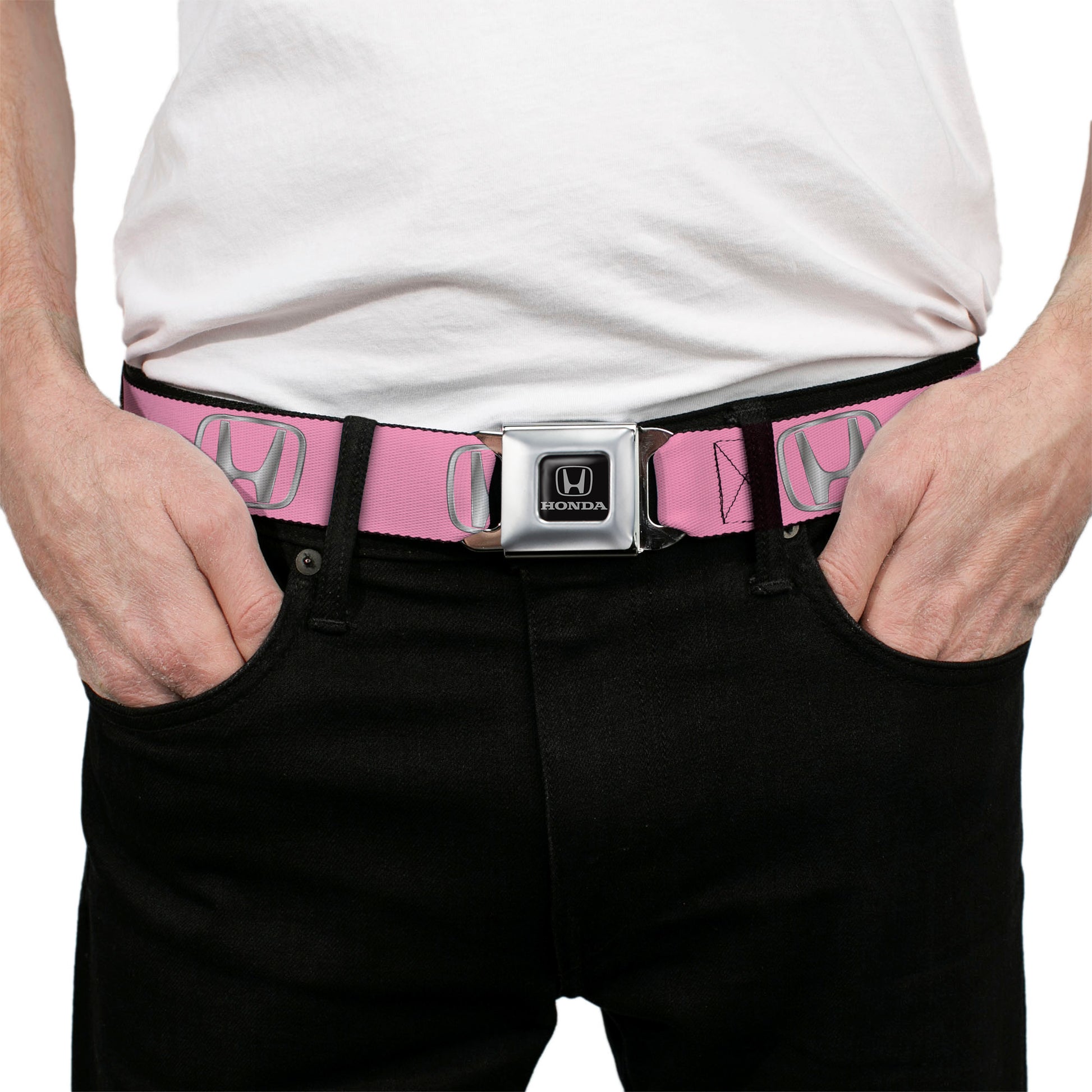 Honda Seatbelt Belt - Honda Logo Pink/Silver-Fade Webbing Seatbelt Belts Honda