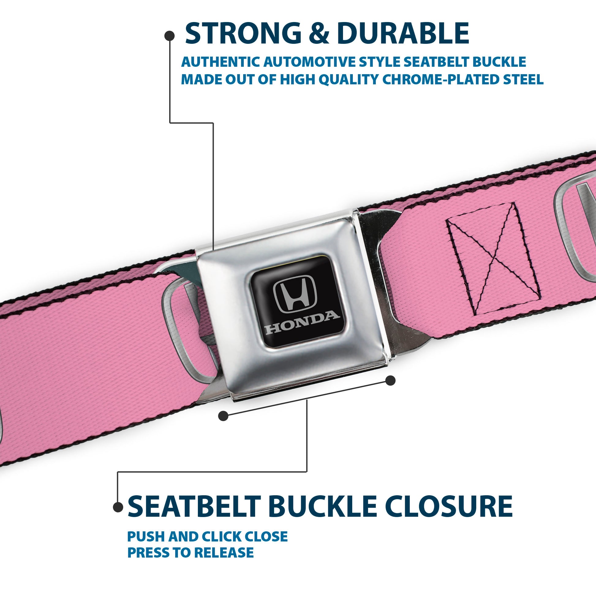 Honda Seatbelt Belt - Honda Logo Pink/Silver-Fade Webbing Seatbelt Belts Honda
