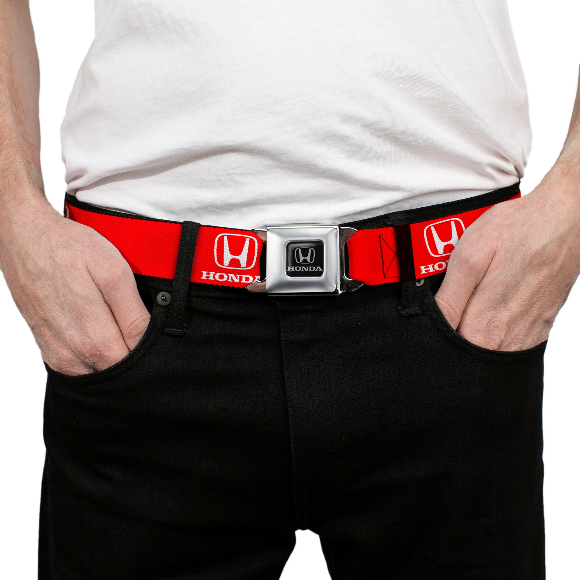 Honda Seatbelt Belt - Honda Logo Red/White Webbing Seatbelt Belts Honda