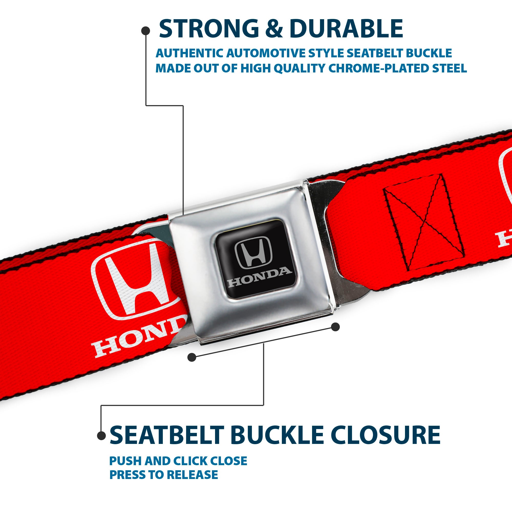 Honda Seatbelt Belt - Honda Logo Red/White Webbing Seatbelt Belts Honda