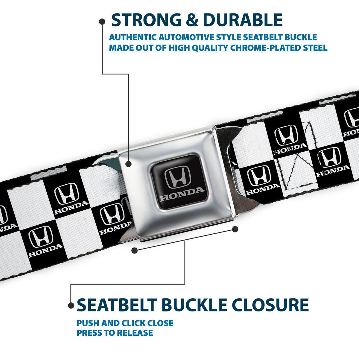 Honda Seatbelt Belt - HONDA Logo Checker Black/White Webbing Seatbelt Belts Honda