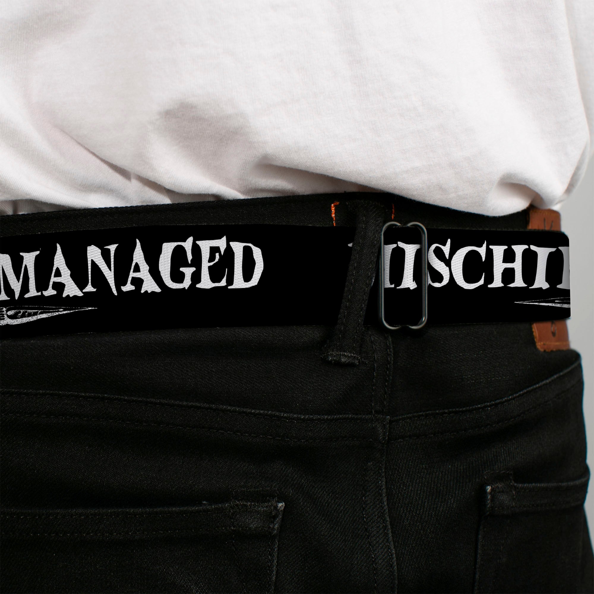 Harry Potter Logo Full Color Black/White Seatbelt Belt - Harry Potter MISCHIEF MANAGED Black/White Webbing Seatbelt Belts Harry Potter