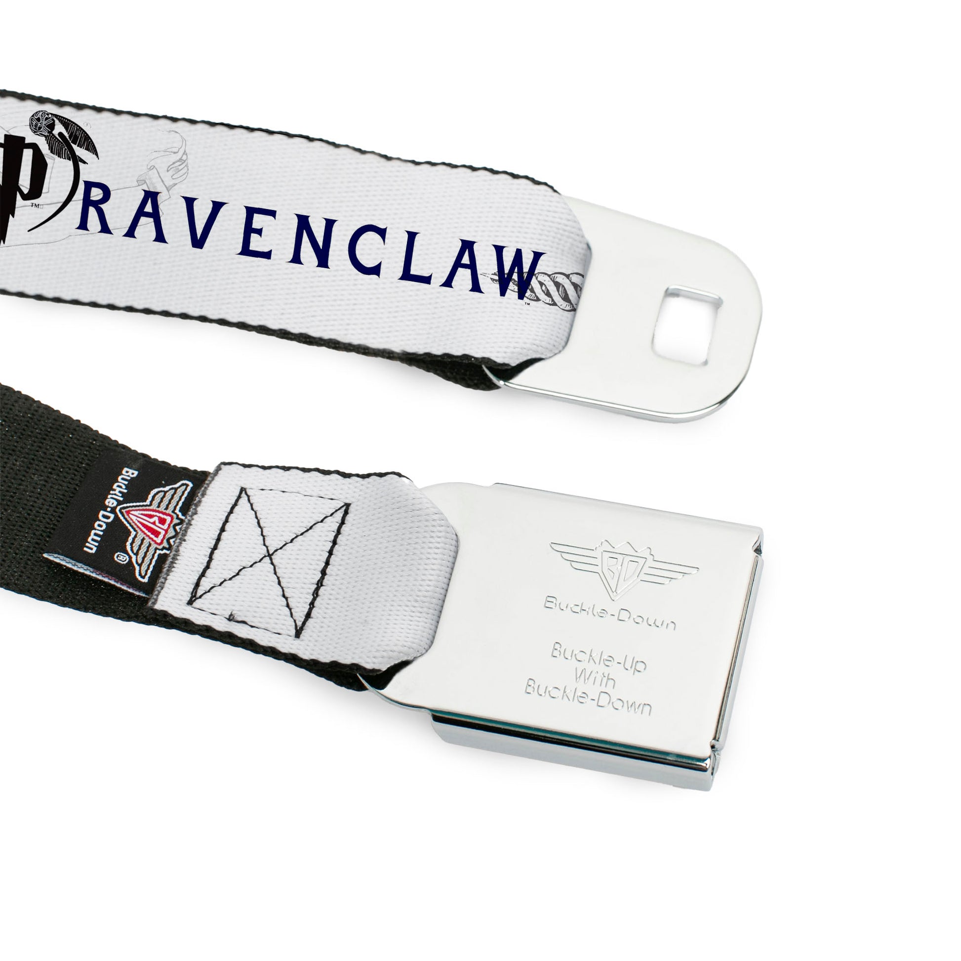 Harry Potter Logo Full Color Black/White Seatbelt Belt - Harry Potter GRYFFINDOR/RAVENCLAW/SLYTHERIN White/Black Webbing Seatbelt Belts Harry Potter