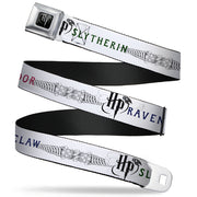 Harry Potter Logo Full Color Black/White Seatbelt Belt - Harry Potter GRYFFINDOR/RAVENCLAW/SLYTHERIN White/Black Webbing Seatbelt Belts Harry Potter