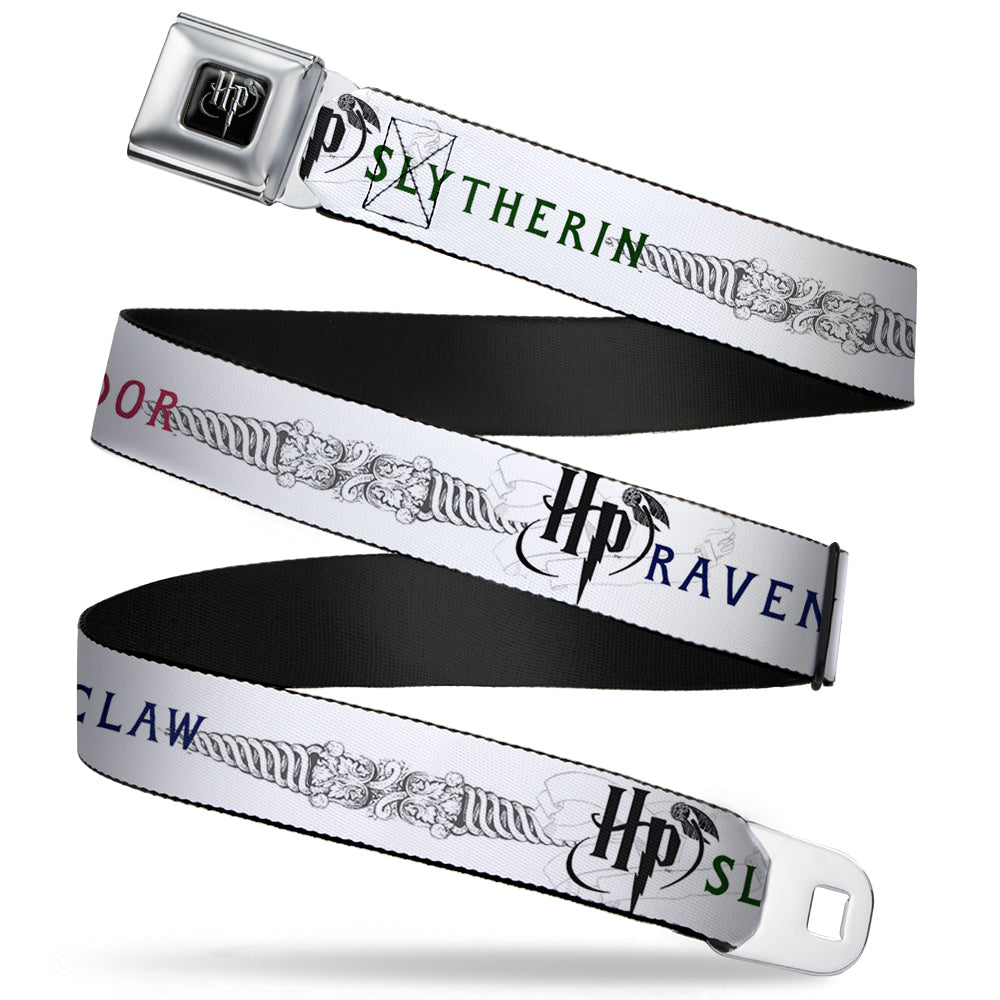 Harry Potter Logo Full Color Black/White Seatbelt Belt - Harry Potter GRYFFINDOR/RAVENCLAW/SLYTHERIN White/Black Webbing Seatbelt Belts Harry Potter