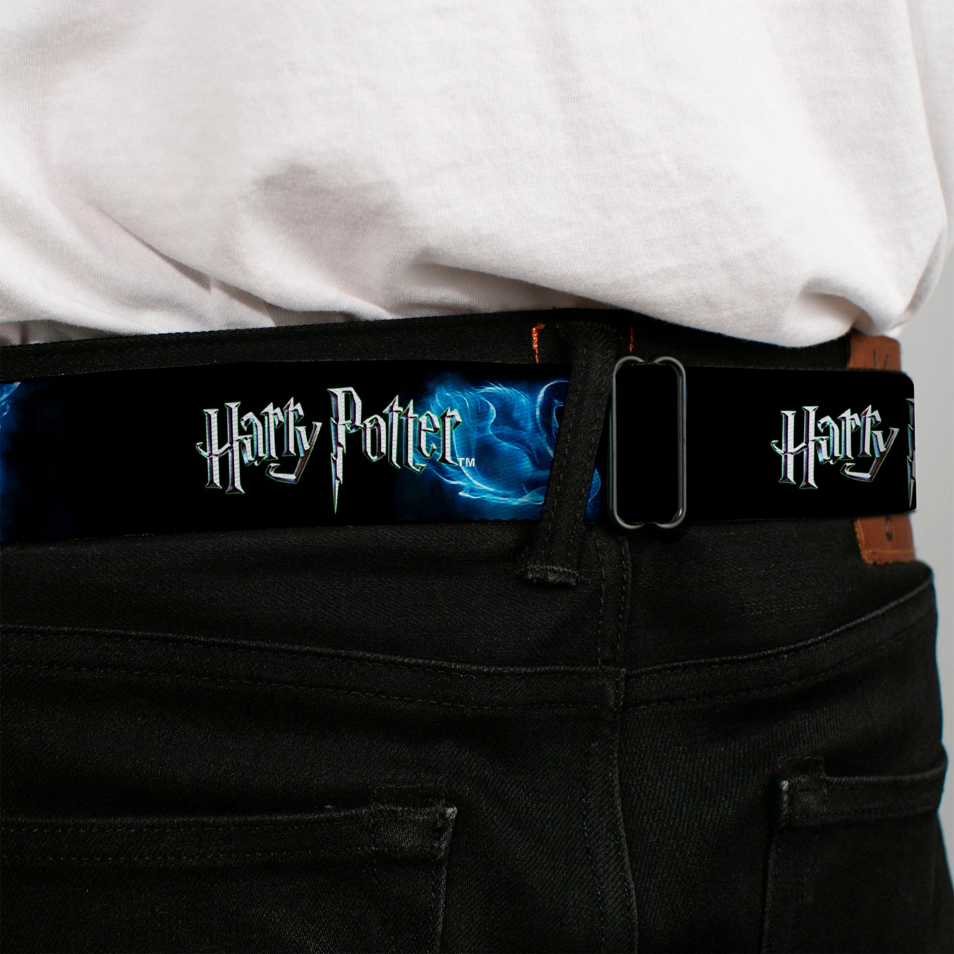 Harry Potter Logo Full Color Black/White Seatbelt Belt - HARRY POTTER/Animal Spirits Black/White/Blue Webbing Seatbelt Belts Harry Potter