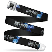 Harry Potter Logo Full Color Black/White Seatbelt Belt - HARRY POTTER/Animal Spirits Black/White/Blue Webbing Seatbelt Belts Harry Potter