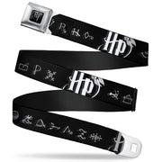 Harry Potter Logo Full Color Black/White Seatbelt Belt - Harry Potter Logo/Symbology Black/White Webbing Seatbelt Belts Harry Potter