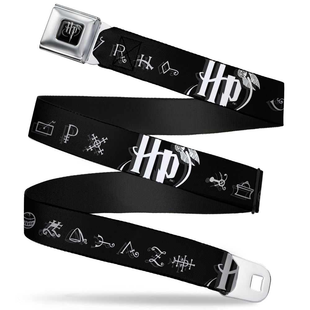 Harry Potter Logo Full Color Black/White Seatbelt Belt - Harry Potter Logo/Symbology Black/White Webbing Seatbelt Belts Harry Potter