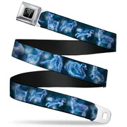 Harry Potter Logo Full Color Black/White Seatbelt Belt - Harry Potter Animal Spirits Black/Blue Webbing Seatbelt Belts Harry Potter