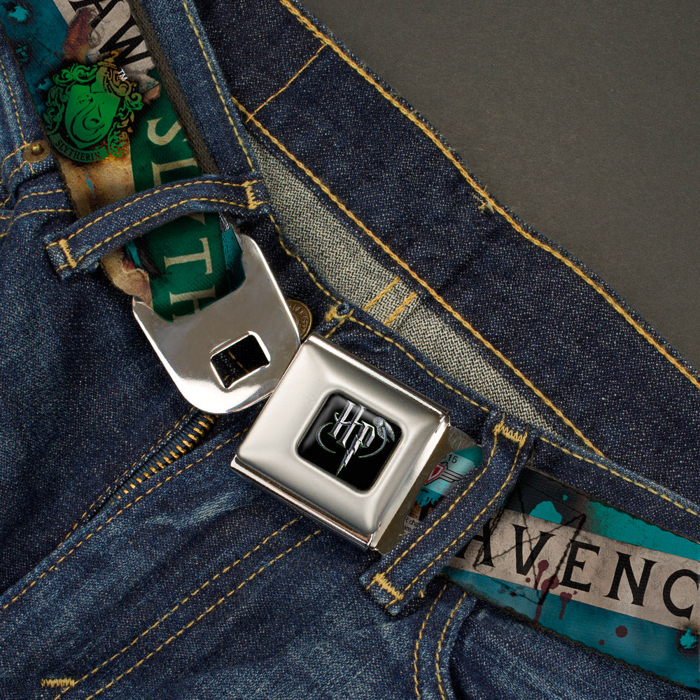 Harry Potter Logo Full Color Black/White Seatbelt Belt - Hogwarts House Banners & Logos Webbing Seatbelt Belts Harry Potter