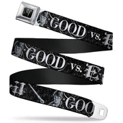 Harry Potter Logo Full Color Black/White Seatbelt Belt - Harry Potter GOOD VS. EVIL Black/White Webbing Seatbelt Belts Harry Potter