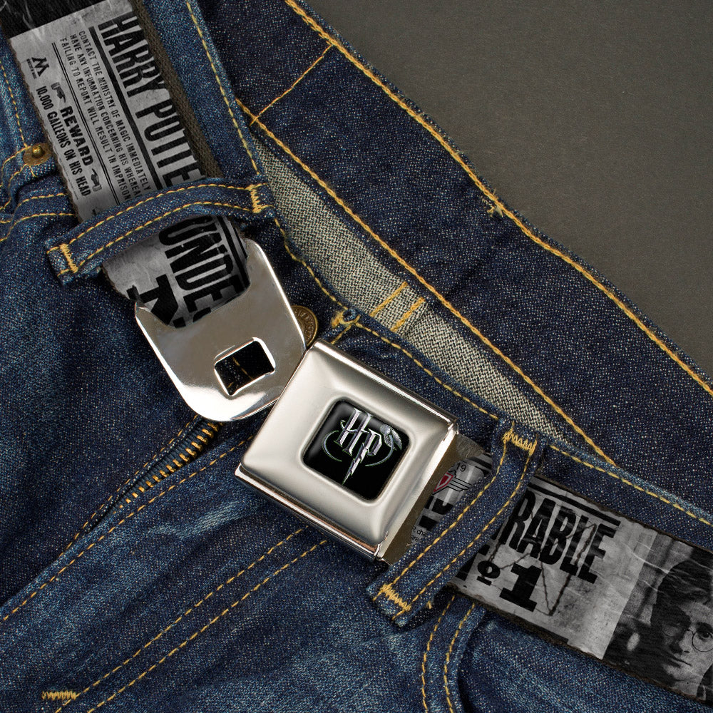 Harry Potter Logo Full Color Black/White Seatbelt Belt - Harry Potter UNDESIRABLE NO 1 White/Black Webbing Seatbelt Belts Harry Potter