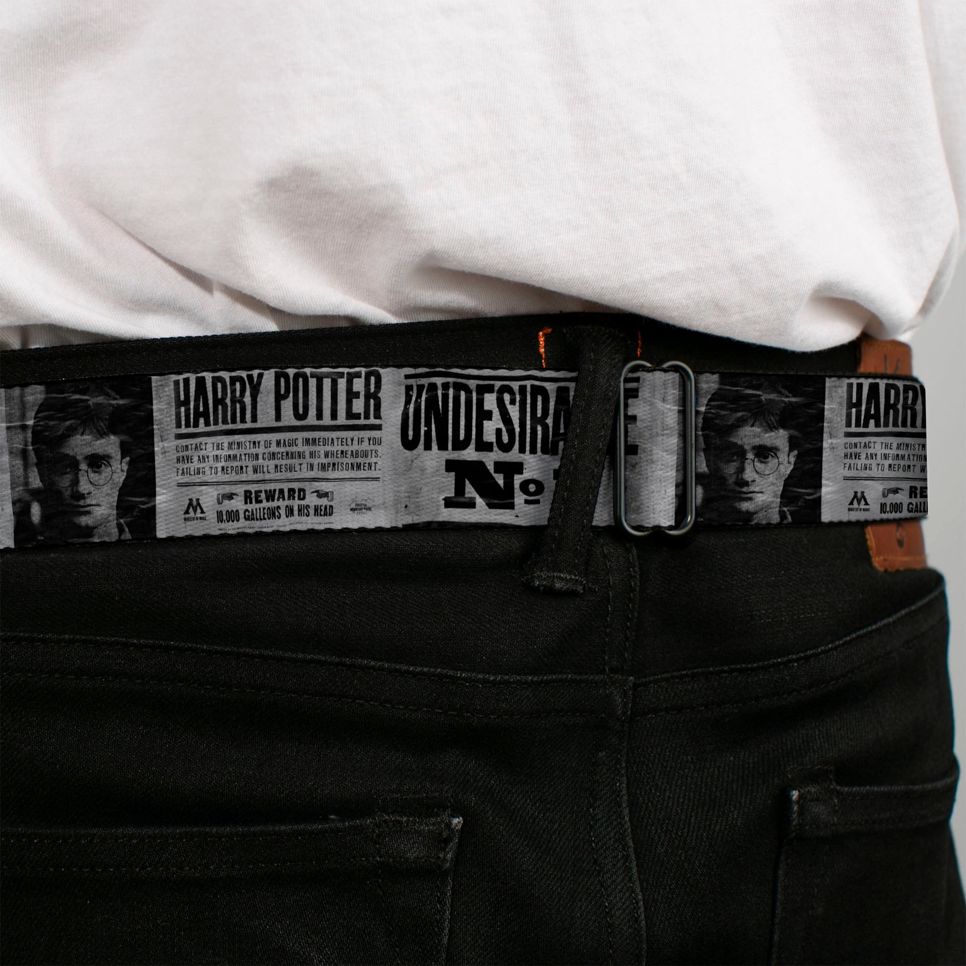 Harry Potter Logo Full Color Black/White Seatbelt Belt - Harry Potter UNDESIRABLE NO 1 White/Black Webbing Seatbelt Belts Harry Potter