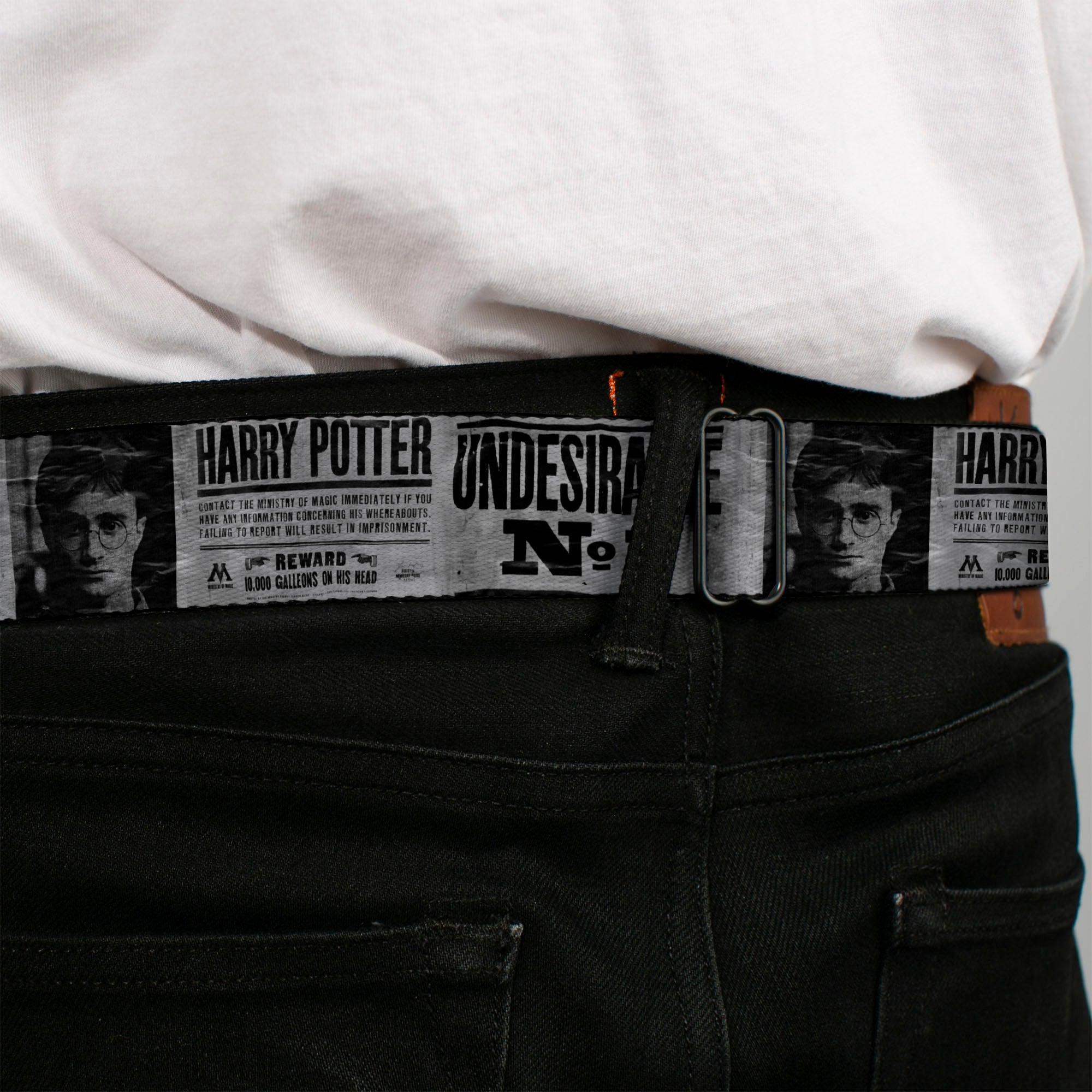 Harry Potter Logo Full Color Black/White Seatbelt Belt - Harry Potter UNDESIRABLE NO 1 White/Black Webbing Seatbelt Belts Harry Potter