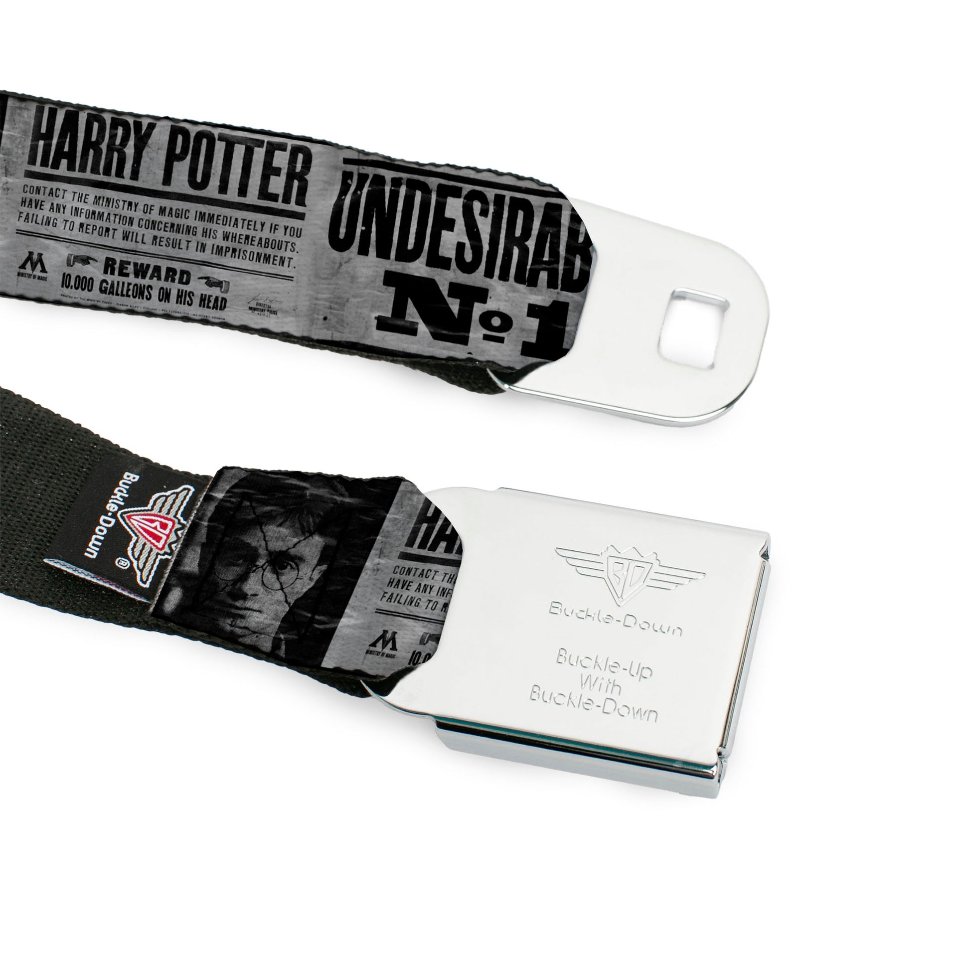 Harry Potter Logo Full Color Black/White Seatbelt Belt - Harry Potter UNDESIRABLE NO 1 White/Black Webbing Seatbelt Belts Harry Potter
