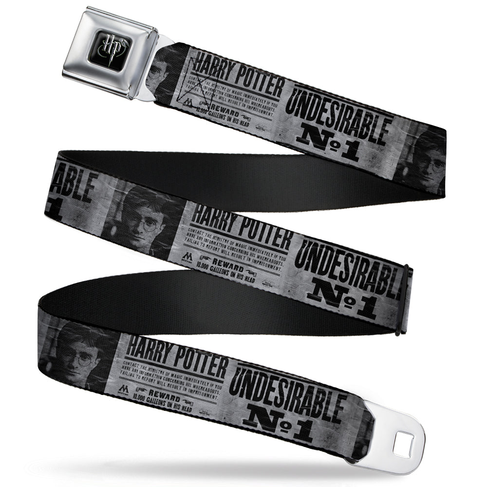 Harry Potter Logo Full Color Black/White Seatbelt Belt - Harry Potter UNDESIRABLE NO 1 White/Black Webbing Seatbelt Belts Harry Potter