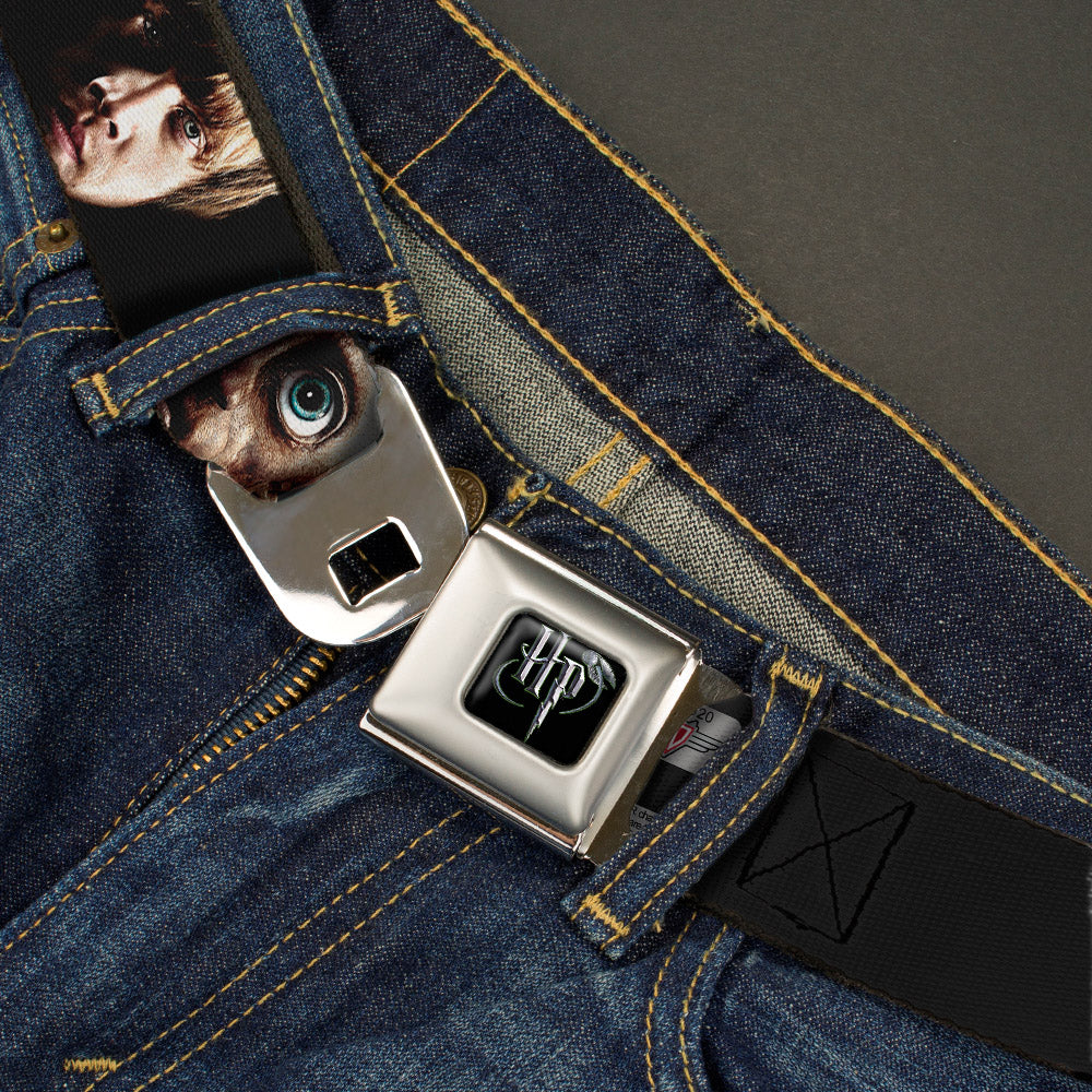 Harry Potter Logo Full Color Black/White Seatbelt Belt - Harry Potter 8-Character Faces CLOSE-UP Webbing Seatbelt Belts Harry Potter