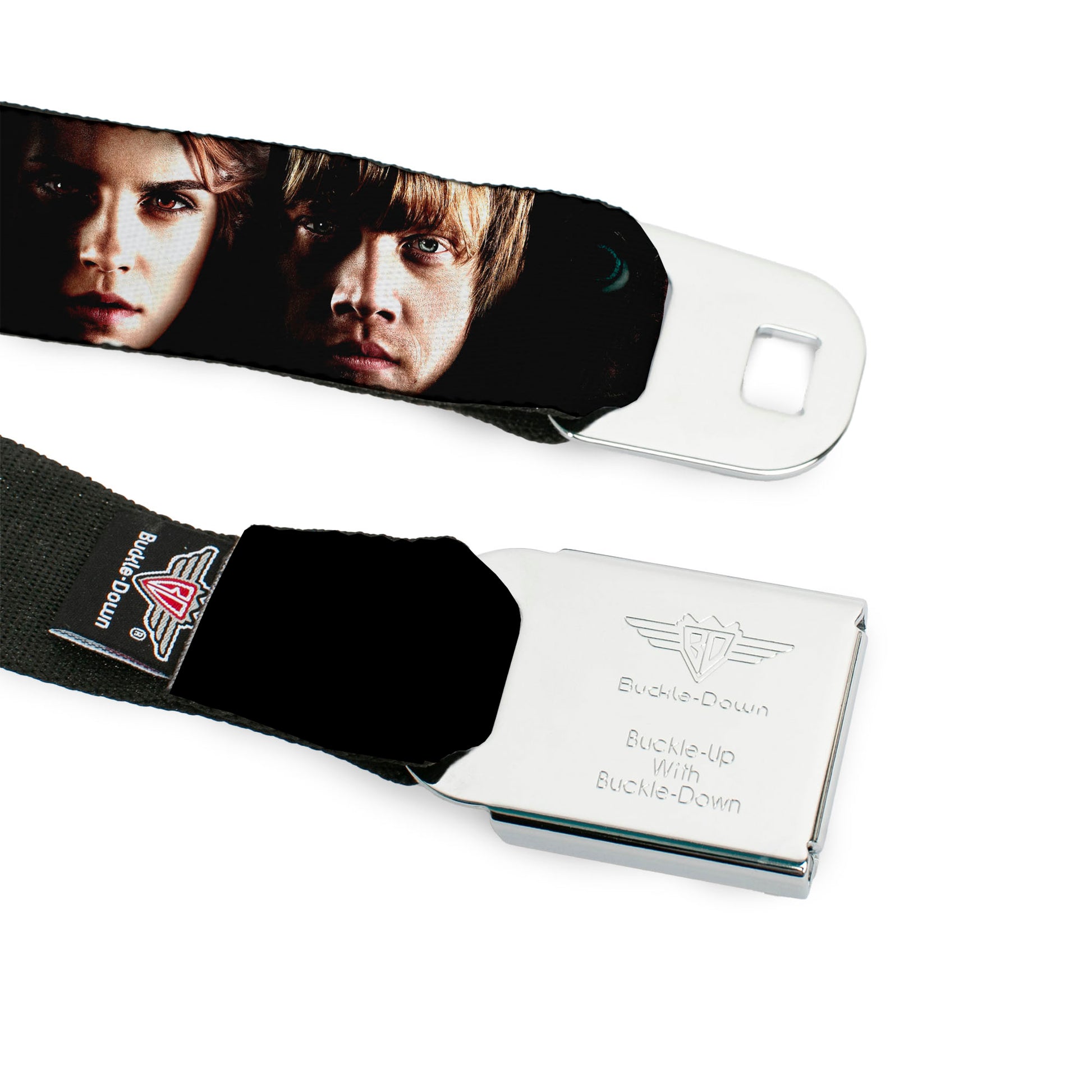 Harry Potter Logo Full Color Black/White Seatbelt Belt - Harry Potter 8-Character Faces CLOSE-UP Webbing Seatbelt Belts Harry Potter