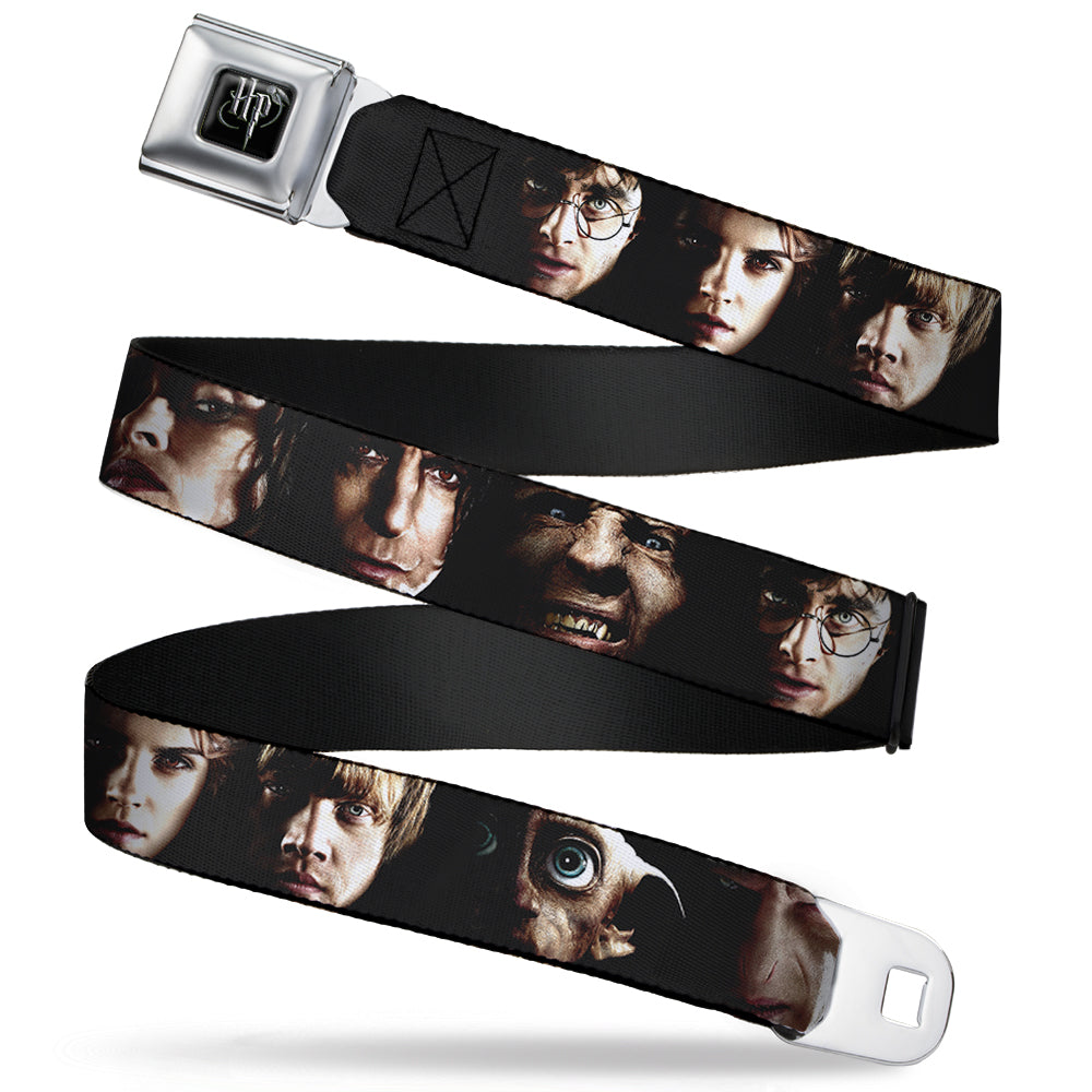Harry Potter Logo Full Color Black/White Seatbelt Belt - Harry Potter 8-Character Faces CLOSE-UP Webbing Seatbelt Belts Harry Potter