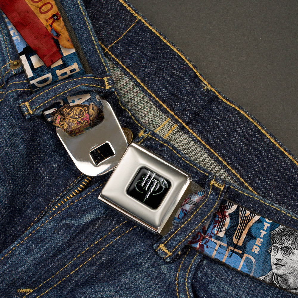 Harry Potter Logo Full Color Black/White Seatbelt Belt - Harry Potter Poses HARRY POTTER GRYFFINDOR Webbing Seatbelt Belts Harry Potter