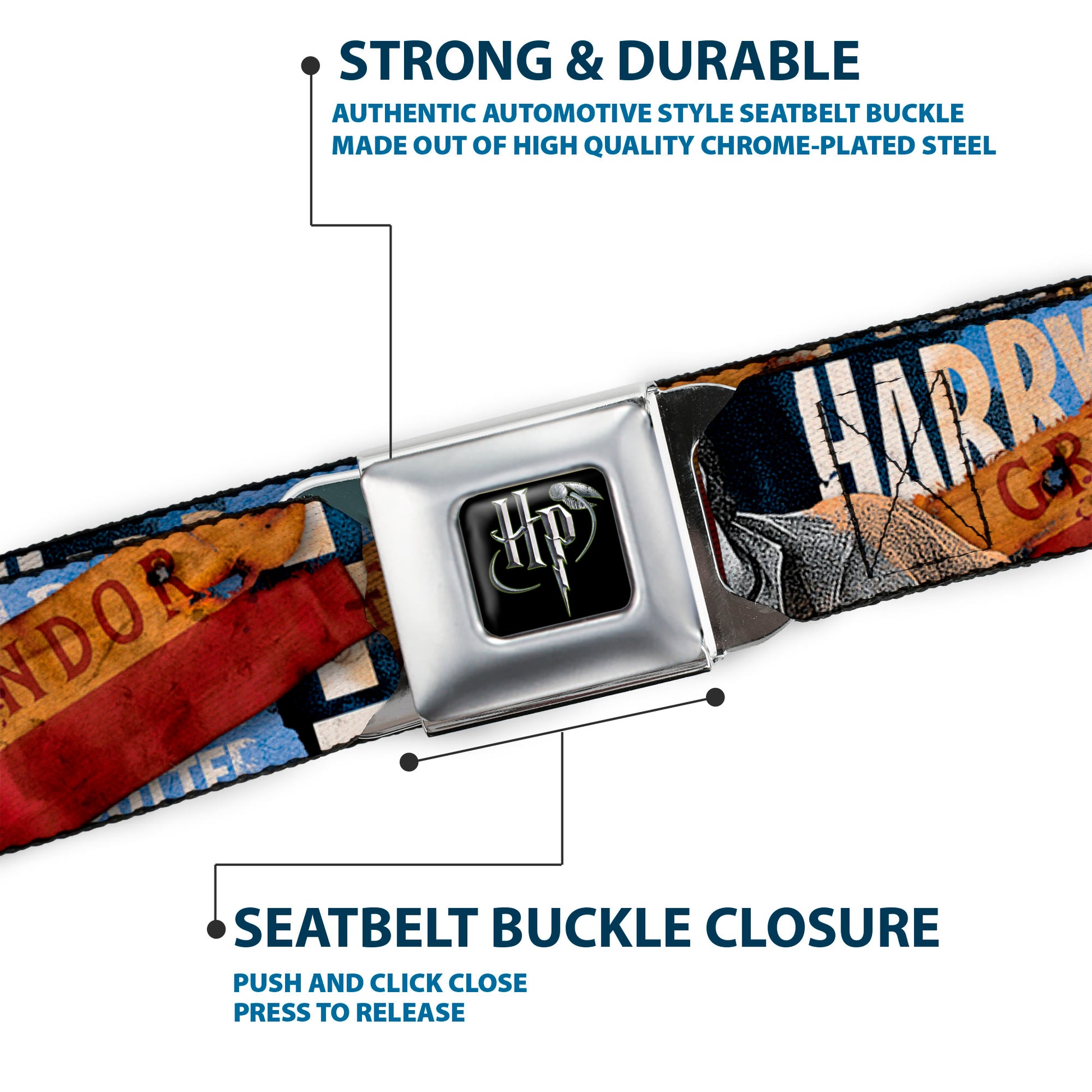 Harry Potter Logo Full Color Black/White Seatbelt Belt - Harry Potter Poses HARRY POTTER GRYFFINDOR Webbing Seatbelt Belts Harry Potter