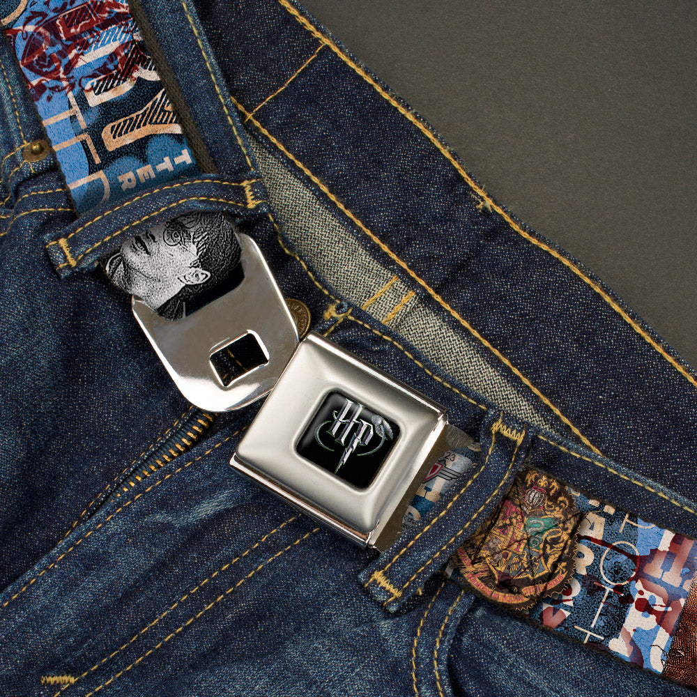 Harry Potter Logo Full Color Black/White Seatbelt Belt - Harry Potter Reward/Quidditch Ball Webbing Seatbelt Belts Harry Potter