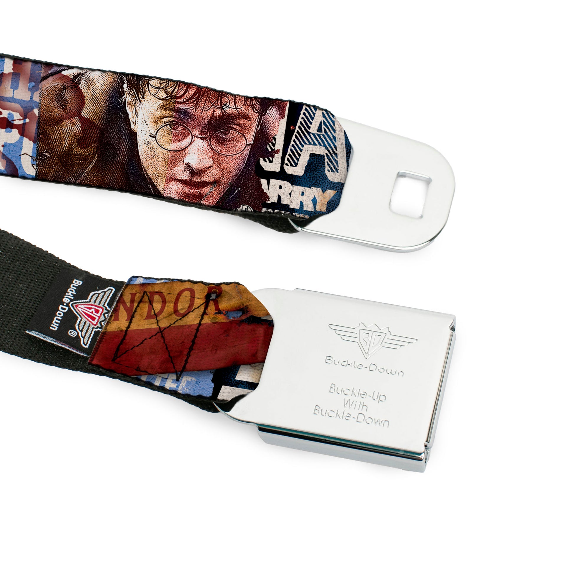 Harry Potter Logo Full Color Black/White Seatbelt Belt - Harry Potter Reward/Quidditch Ball Webbing Seatbelt Belts Harry Potter