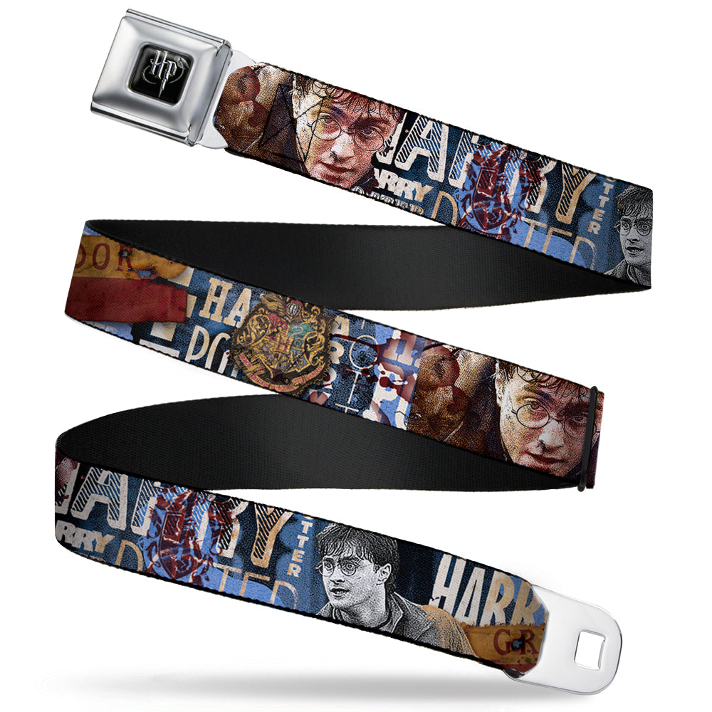 Harry Potter Logo Full Color Black/White Seatbelt Belt - Harry Potter Reward/Quidditch Ball Webbing Seatbelt Belts Harry Potter