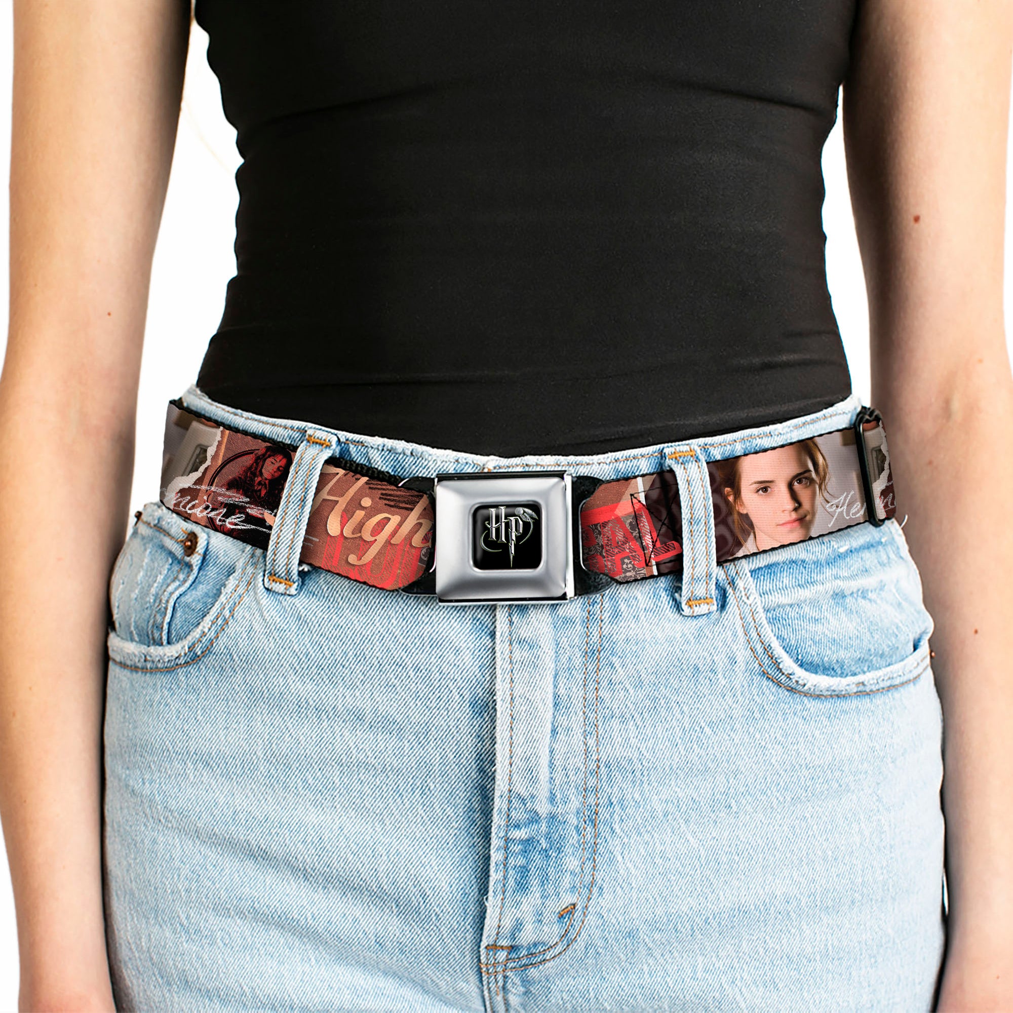 Harry Potter Logo Full Color Black/White Seatbelt Belt - Hermione/Highly Logical Webbing Seatbelt Belts Harry Potter
