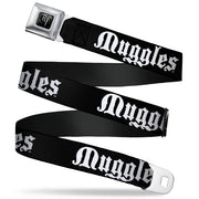 Harry Potter Logo Full Color Black/White Seatbelt Belt - MUGGLES Black/White Webbing Seatbelt Belts Harry Potter