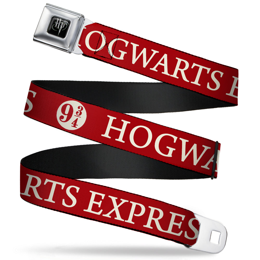 Harry Potter Logo Full Color Black/White Seatbelt Belt - HOGWARTS EXPRESS 9¾ Red/White Webbing Seatbelt Belts Harry Potter