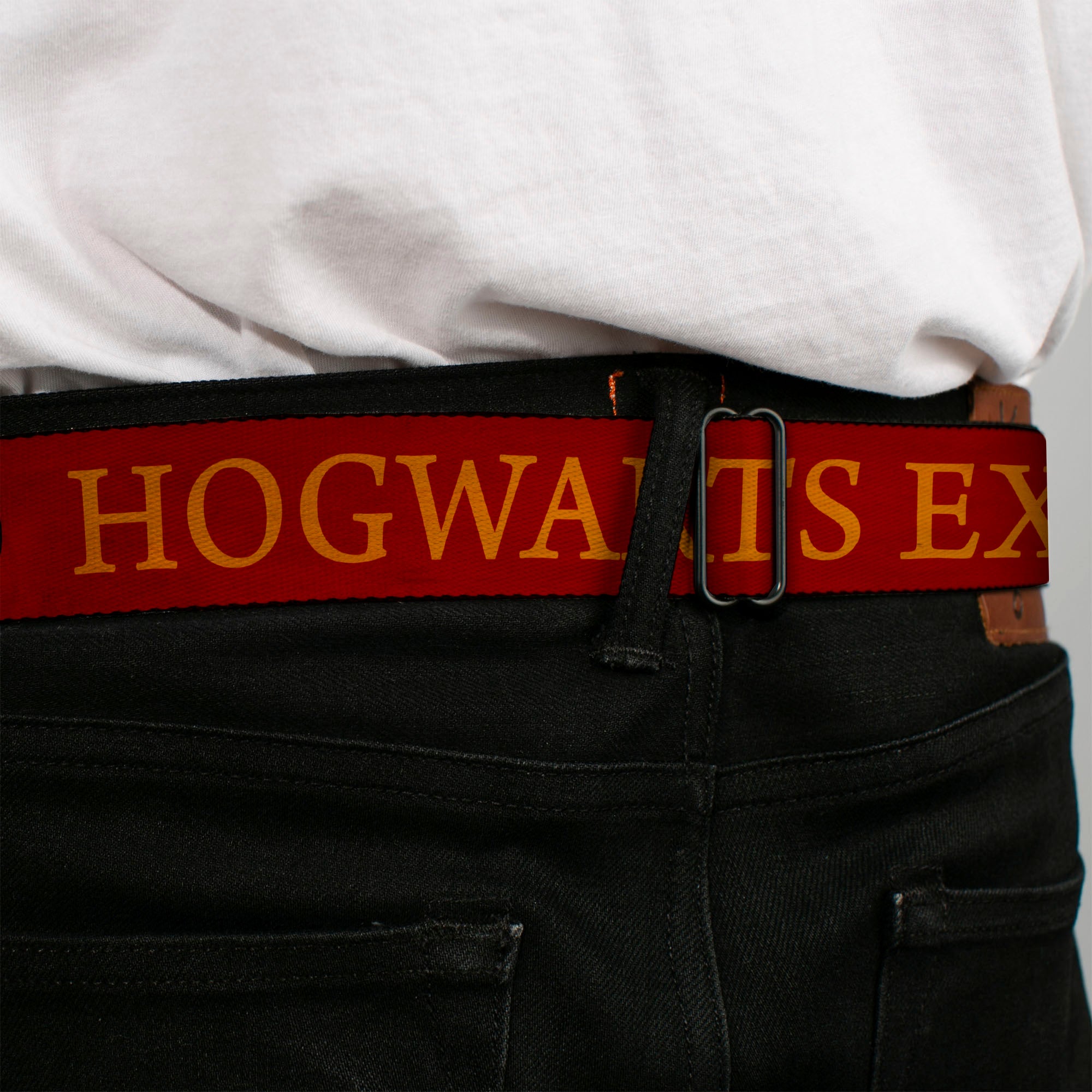 Harry Potter Logo Full Color Black/White Seatbelt Belt - HOGWARTS EXPRESS 9¾ Burgundy/Gold Webbing Seatbelt Belts Harry Potter