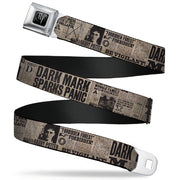 Harry Potter Logo Full Color Black/White Seatbelt Belt - Harry Potter Newspaper Headlines Webbing Seatbelt Belts Harry Potter