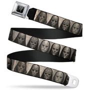 Harry Potter Logo Full Color Black/White Seatbelt Belt - Harry Potter Death Eater Masks Grays Webbing Seatbelt Belts Harry Potter
