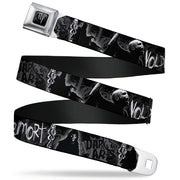 Harry Potter Logo Full Color Black/White Seatbelt Belt - VOLDEMORT-DARK ARTS Death Mark/Death Eater Black/Grays/White Webbing Seatbelt Belts Harry Potter