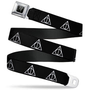 Harry Potter Logo Full Color Black/White Seatbelt Belt - Deathly Hallows Symbol Black/White Webbing Seatbelt Belts Harry Potter
