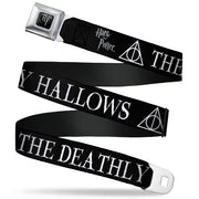 Harry Potter Logo Full Color Black/White Seatbelt Belt - THE DEATHLY HALLOWS/Symbol Black/White Webbing Seatbelt Belts Harry Potter