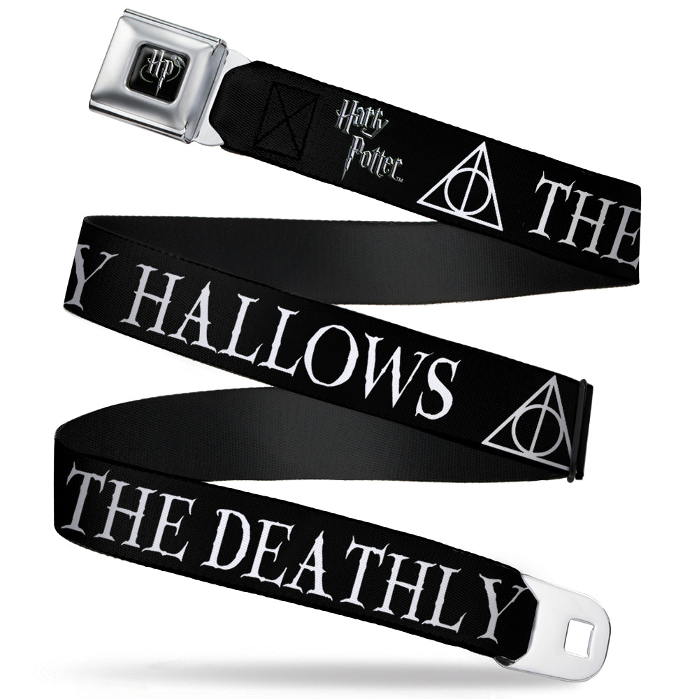 Harry Potter Logo Full Color Black/White Seatbelt Belt - THE DEATHLY HALLOWS/Symbol Black/White Webbing Seatbelt Belts Harry Potter