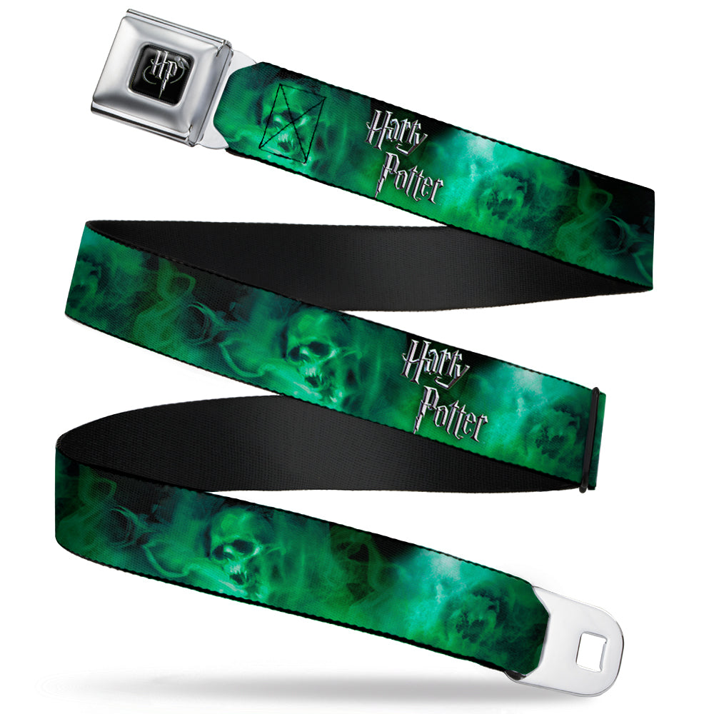 Harry Potter Logo Full Color Black/White Seatbelt Belt - HARRY POTTER Smoke Skulls Black/Greens Webbing Seatbelt Belts Harry Potter