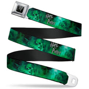 Harry Potter Logo Full Color Black/White Seatbelt Belt - HARRY POTTER Smoke Skulls Black/Greens Webbing Seatbelt Belts Harry Potter