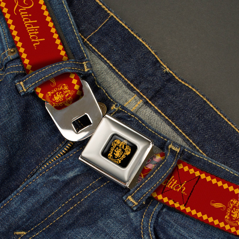 Gryffindor Crest Full Color Black/Gold Seatbelt Belt - TEAM QUIDDITCH/GRYFFINDOR Crest Red/Gold Webbing Seatbelt Belts Harry Potter